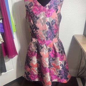 Versona Pink and Black Floral Dress
